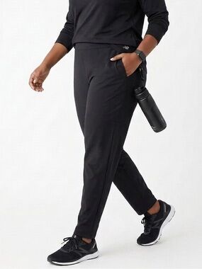 PINSPARK Black Stretchy High Waisted Workout Straight Leg UPF50 Pants 2X - 165